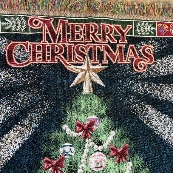 Crown Crafts Holiday Tapestry Throw Blanket Christmas Tree 49 x 58 USA Made - Picture 2 of 10